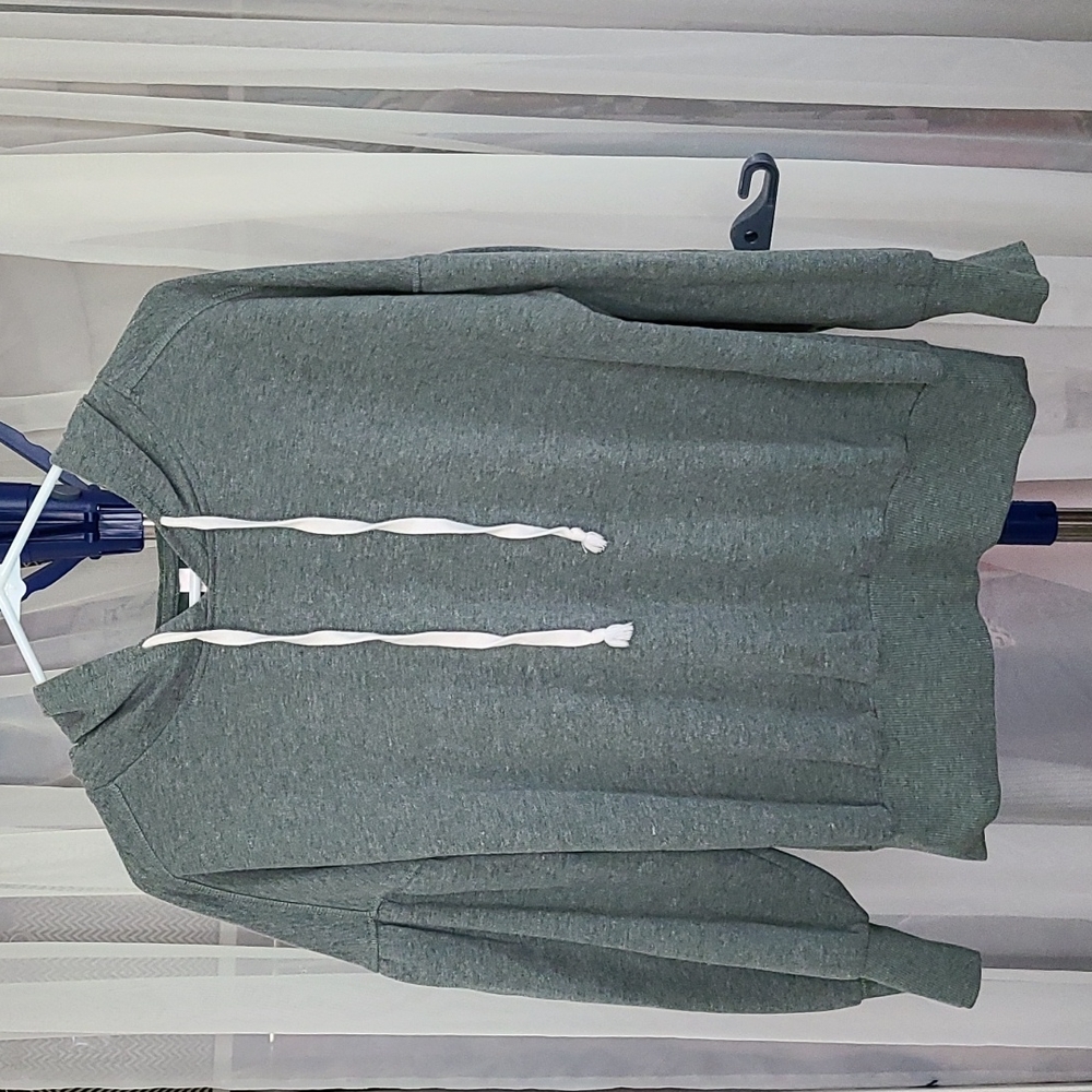 Xhilaration Women's Green Heather Hooded Puff Sleeve Pullover Sweatshirt. Medium